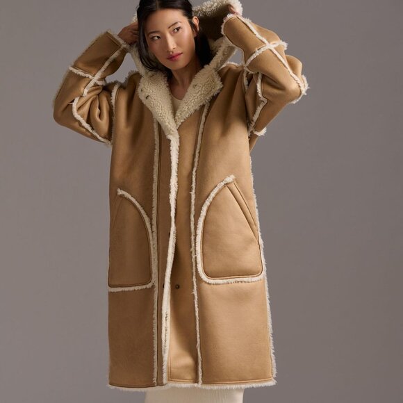 new ANTHROPOLOGIE PILCRO $800.00 REVERSIBLE SHERPA COAT 2X - Picture 4 of 7